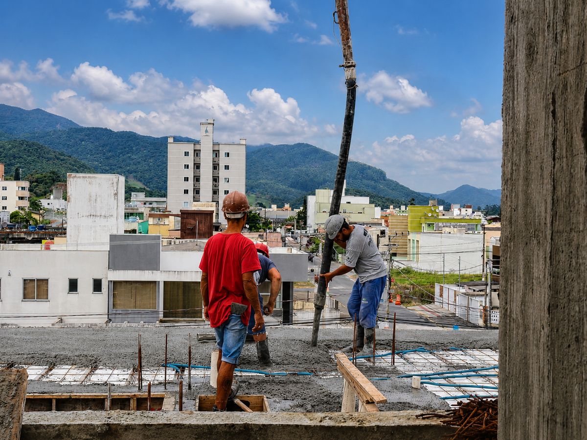 Concretagem de laje residencial